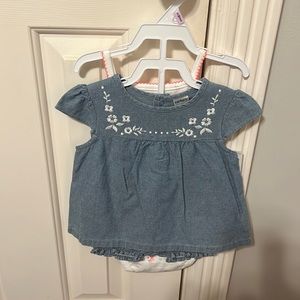 Carter's Baby Girls Chambray Dress, Tank and Bloomers 3 piece set. NWT